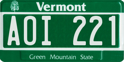 VT license plate AOI221