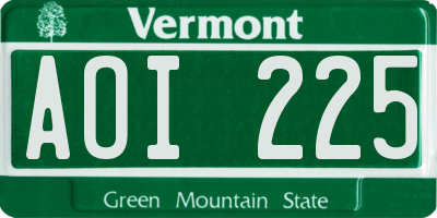 VT license plate AOI225