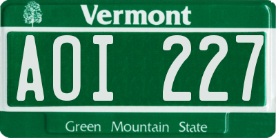 VT license plate AOI227
