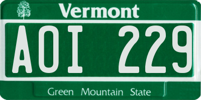 VT license plate AOI229