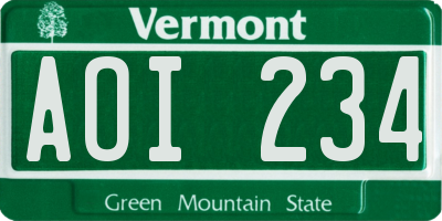 VT license plate AOI234