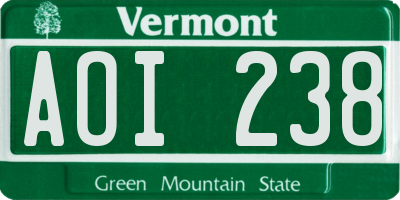 VT license plate AOI238