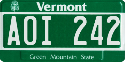 VT license plate AOI242