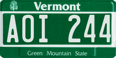 VT license plate AOI244