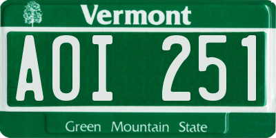 VT license plate AOI251