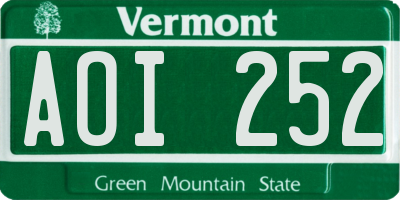 VT license plate AOI252
