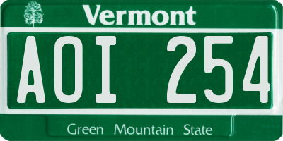 VT license plate AOI254