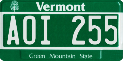 VT license plate AOI255
