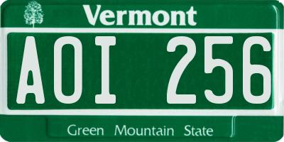 VT license plate AOI256