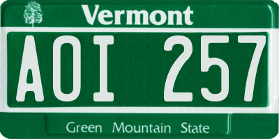 VT license plate AOI257