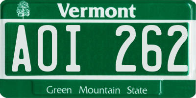 VT license plate AOI262