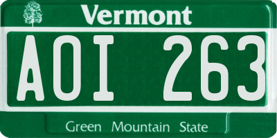 VT license plate AOI263