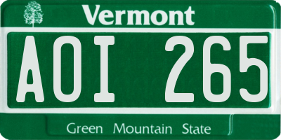 VT license plate AOI265