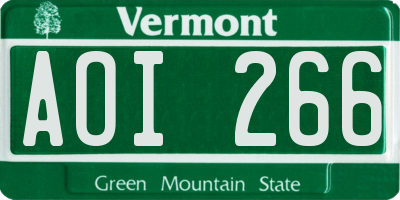 VT license plate AOI266