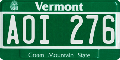 VT license plate AOI276