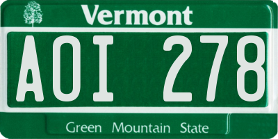 VT license plate AOI278