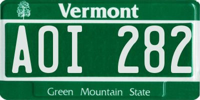 VT license plate AOI282
