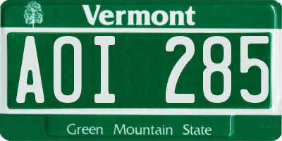 VT license plate AOI285