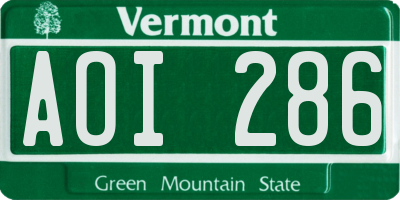 VT license plate AOI286