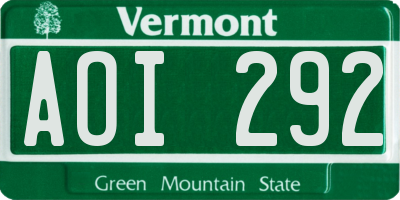 VT license plate AOI292
