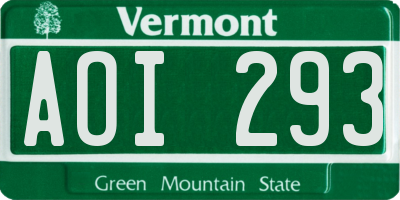 VT license plate AOI293