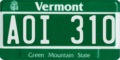 VT license plate AOI310