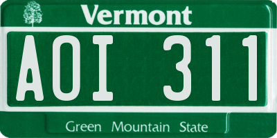 VT license plate AOI311