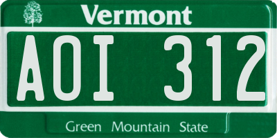 VT license plate AOI312