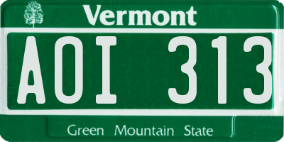 VT license plate AOI313