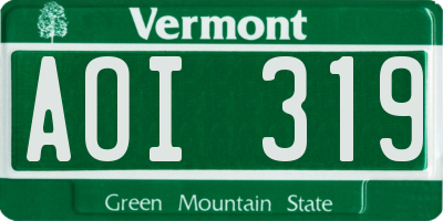 VT license plate AOI319