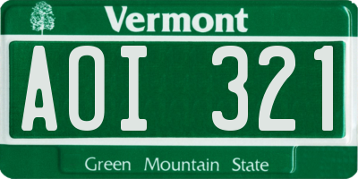 VT license plate AOI321