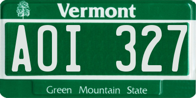 VT license plate AOI327