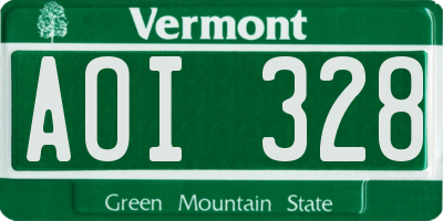 VT license plate AOI328