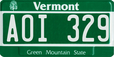 VT license plate AOI329