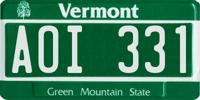 VT license plate AOI331