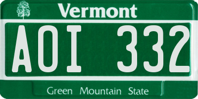 VT license plate AOI332