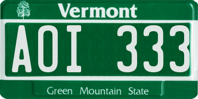 VT license plate AOI333