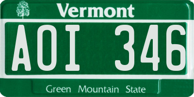 VT license plate AOI346