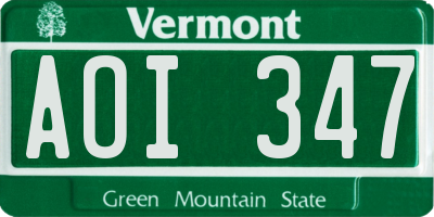 VT license plate AOI347