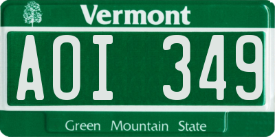 VT license plate AOI349