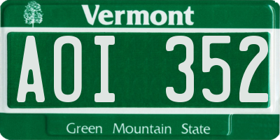VT license plate AOI352