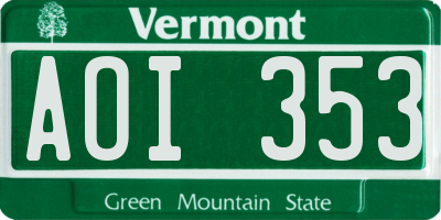 VT license plate AOI353