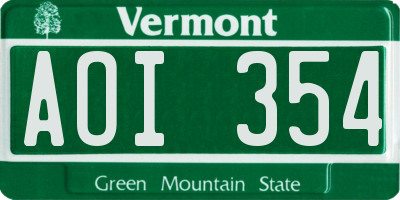 VT license plate AOI354