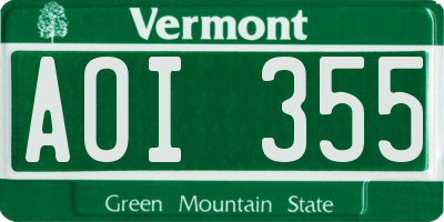 VT license plate AOI355
