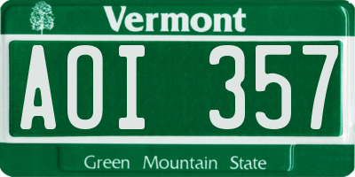 VT license plate AOI357