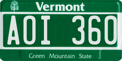 VT license plate AOI360