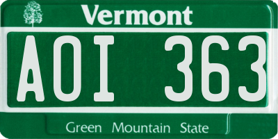 VT license plate AOI363