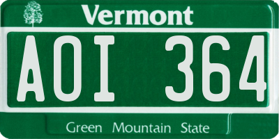 VT license plate AOI364