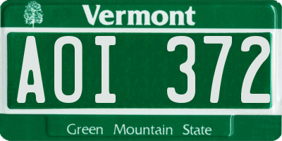 VT license plate AOI372