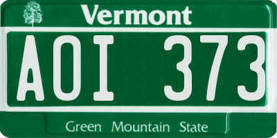 VT license plate AOI373
